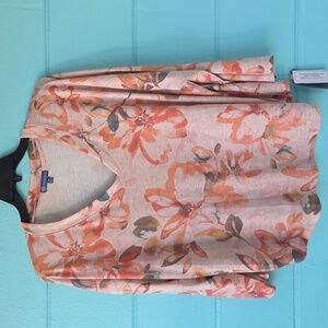 NWT "Democracy" Multicolor Floral V-Neck Women's Top Size 2X